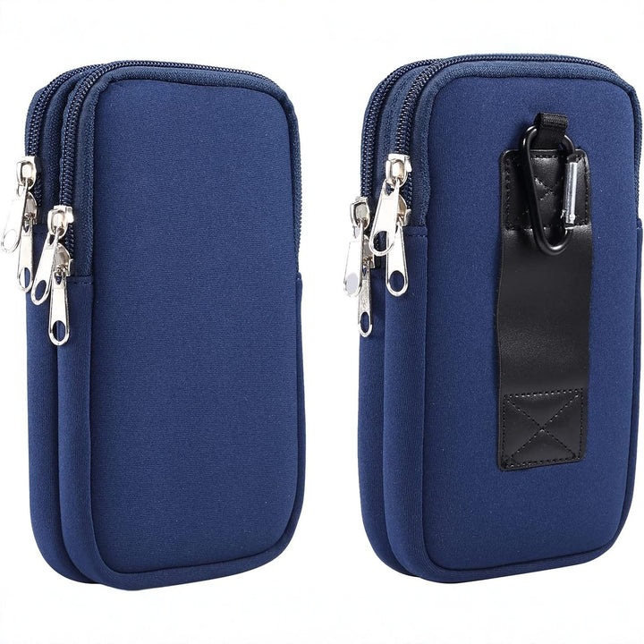 Protective Neoprene Phone Belt Pouch with Double Zip and Carabiner Bowlift