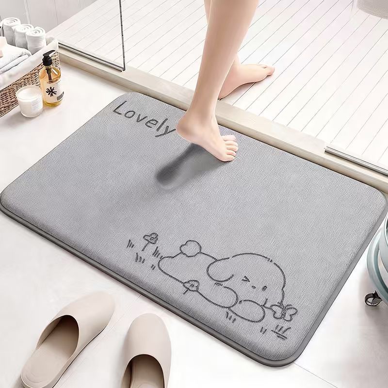 Absorbent Cartoon-Themed Bath Mat Bowlift