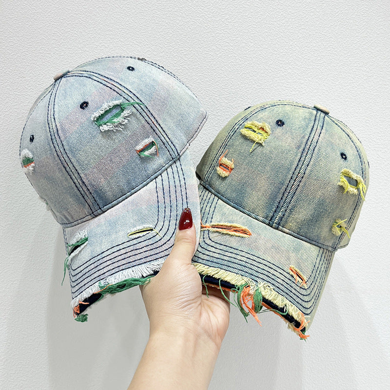 Women's Distressed Denim Baseball Cap Bowlift   1784084142