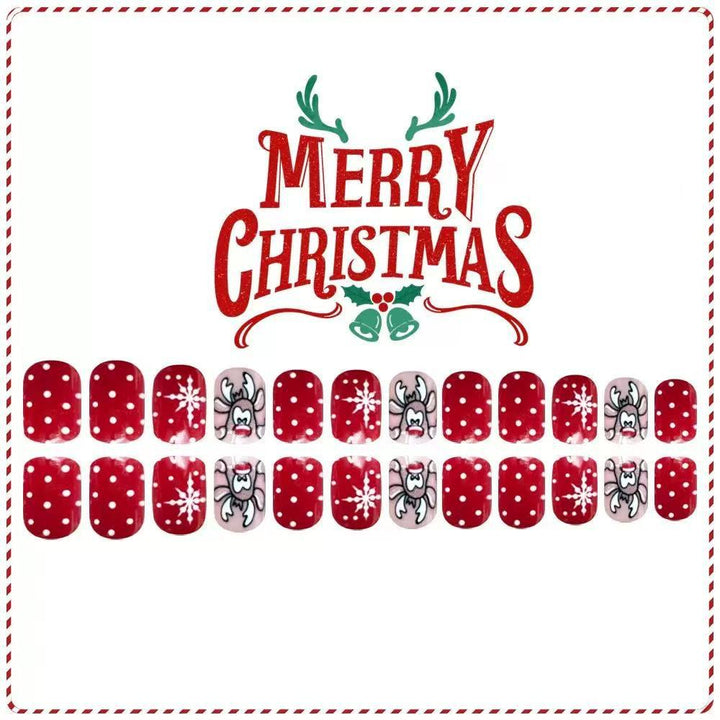 Christmas Art Nail Set with Lively Reindeer and Snowflake Designs Bowlift