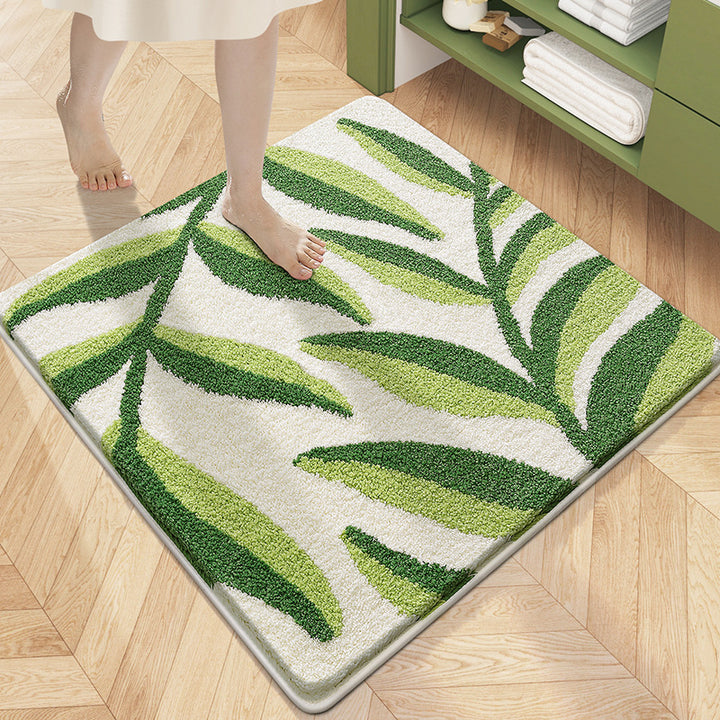 Floral Patterned Plush Bath Mat Bowlift