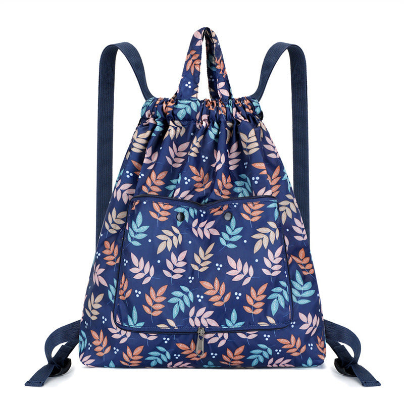 Lightweight Floral Drawstring Backpack Bowlift