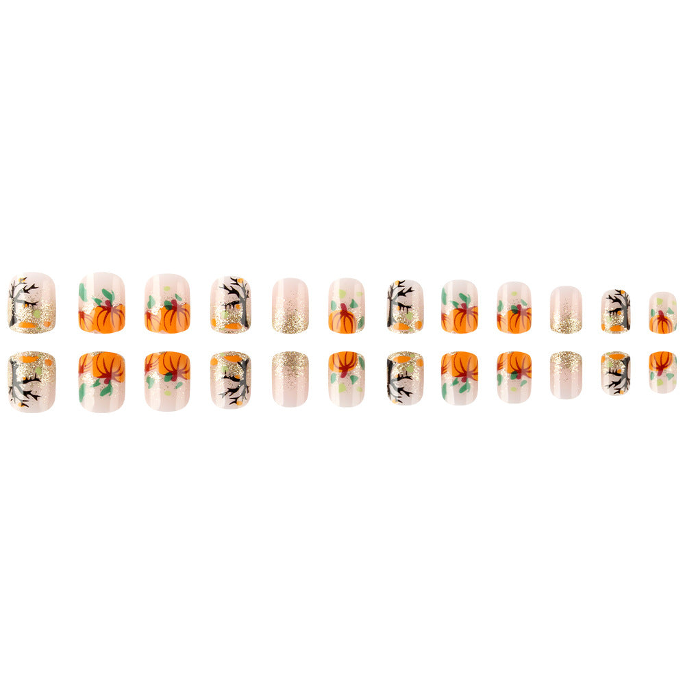 Autumn Pumpkin-Themed Press-On Nails Bowlift