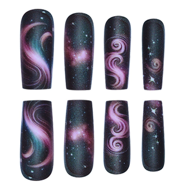 Galaxy-Themed Press-On Nail Extensions Bowlift