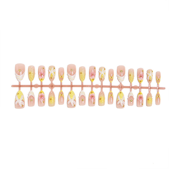 Artificial nails with floral glitter pattern Bowlift