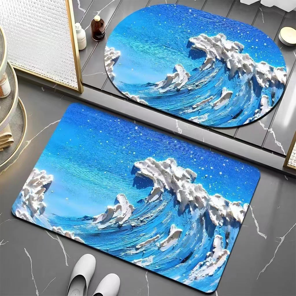 Floral Patterned Bath Mat Bowlift