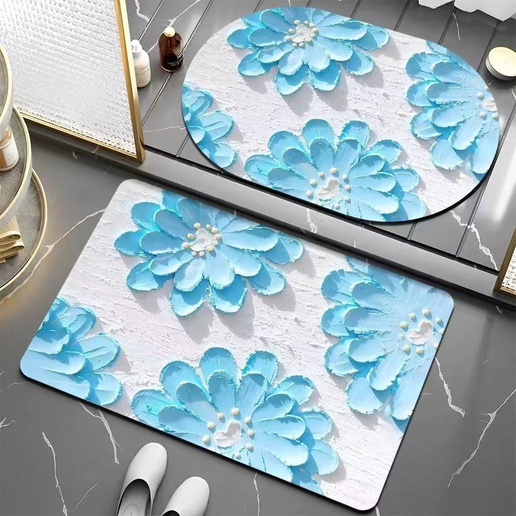 Floral Patterned Bath Mat Bowlift