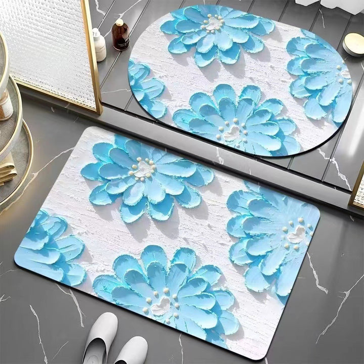 Floral Patterned Bath Mat Bowlift