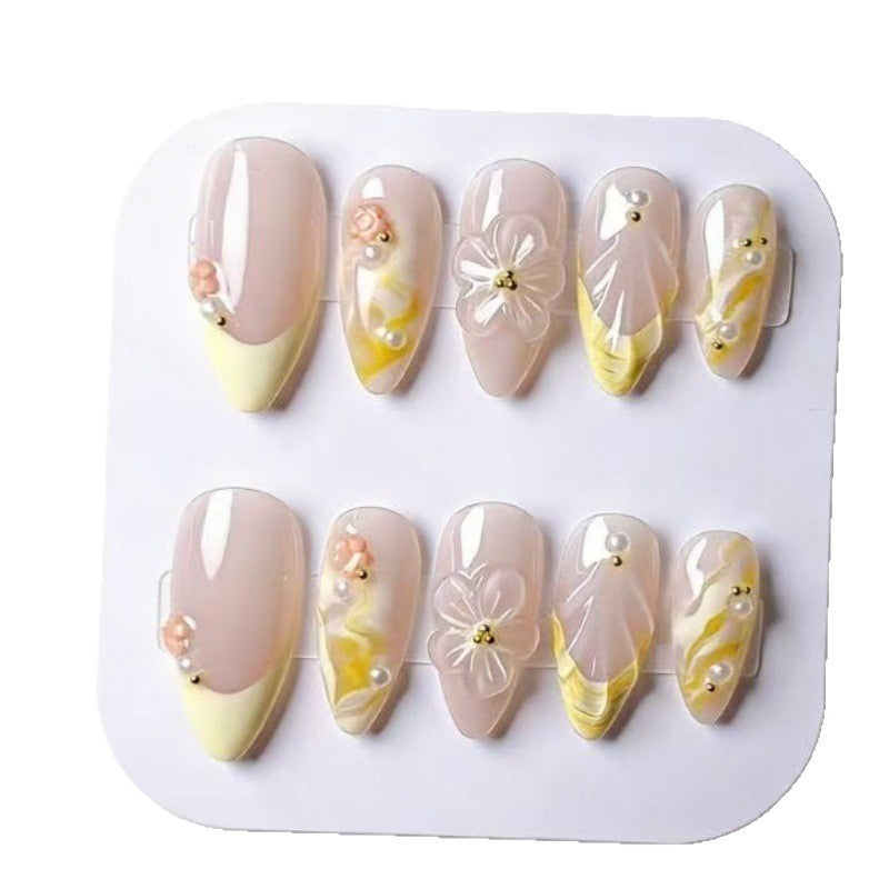Artificial nails with floral and modern accents Bowlift