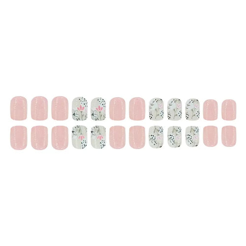 Artificial nail set with floral designs and elegant finish Bowlift