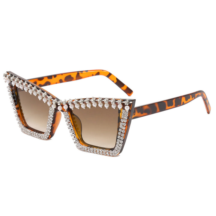 Ladies Glamorous Designer Sunglasses with Sparkling Frame Bowlift