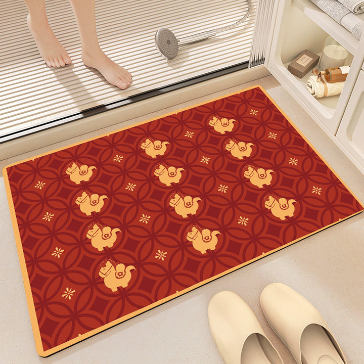 Playful Horse-Themed Memory Foam Bath Mat Bowlift