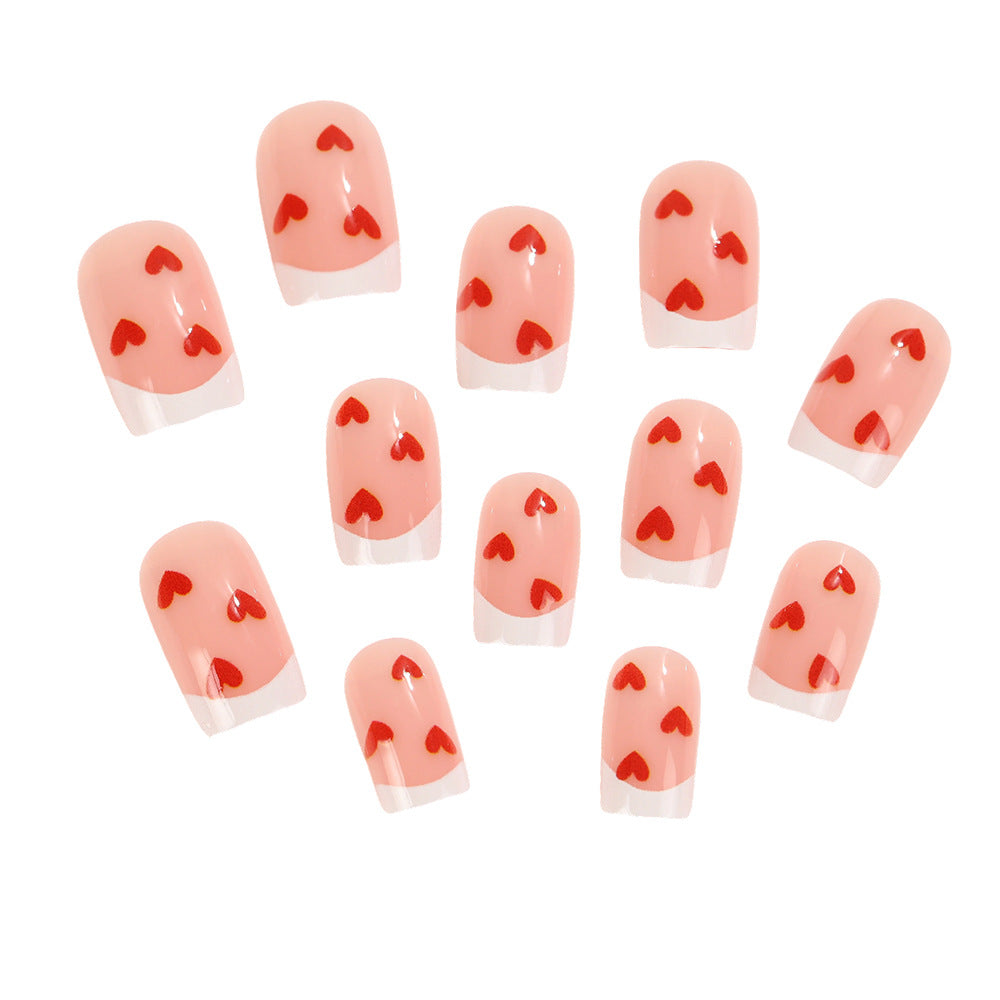 Artificial nails with romantic heart motifs Bowlift