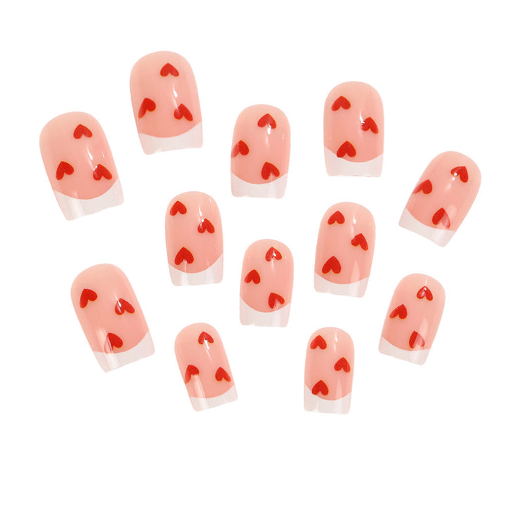 Artificial nails with romantic heart motifs Bowlift