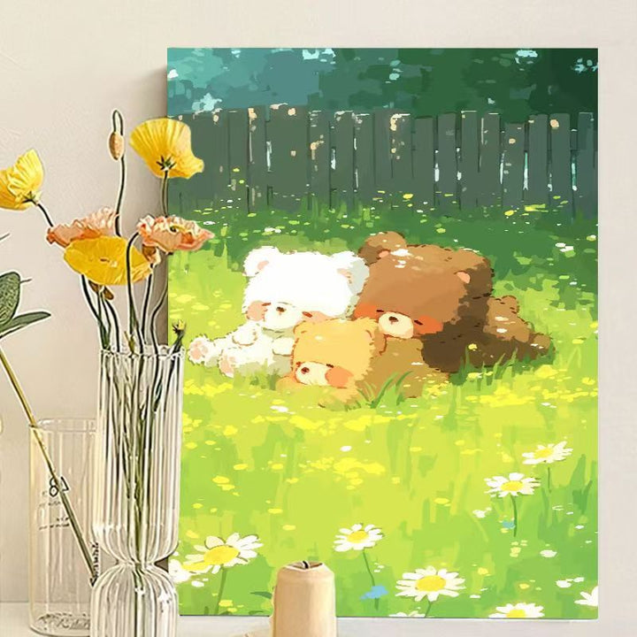 Cute Bear-Themed Art Canvas Print Bowlift