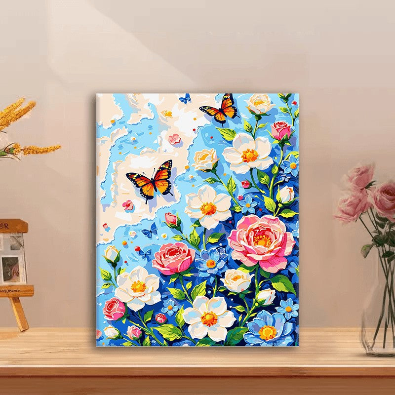 Floral Butterfly Canvas Art Print Bowlift