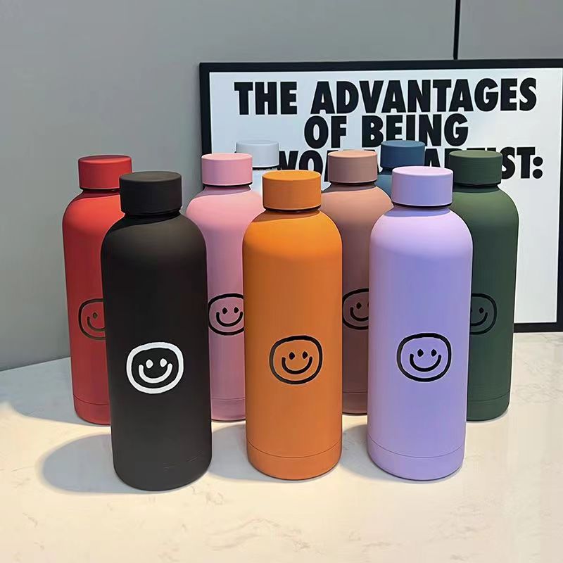 Ladies Insulated Drinking Bottle with Cheerful Smile Motif Bowlift