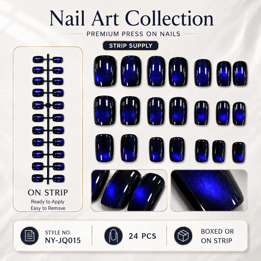 Premium Press-On Nails with Metallic Shine Bowlift