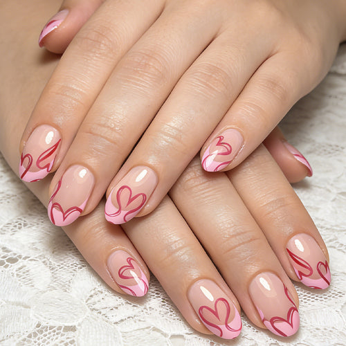 Romantic Heart-Designed Press-On Nails Bowlift