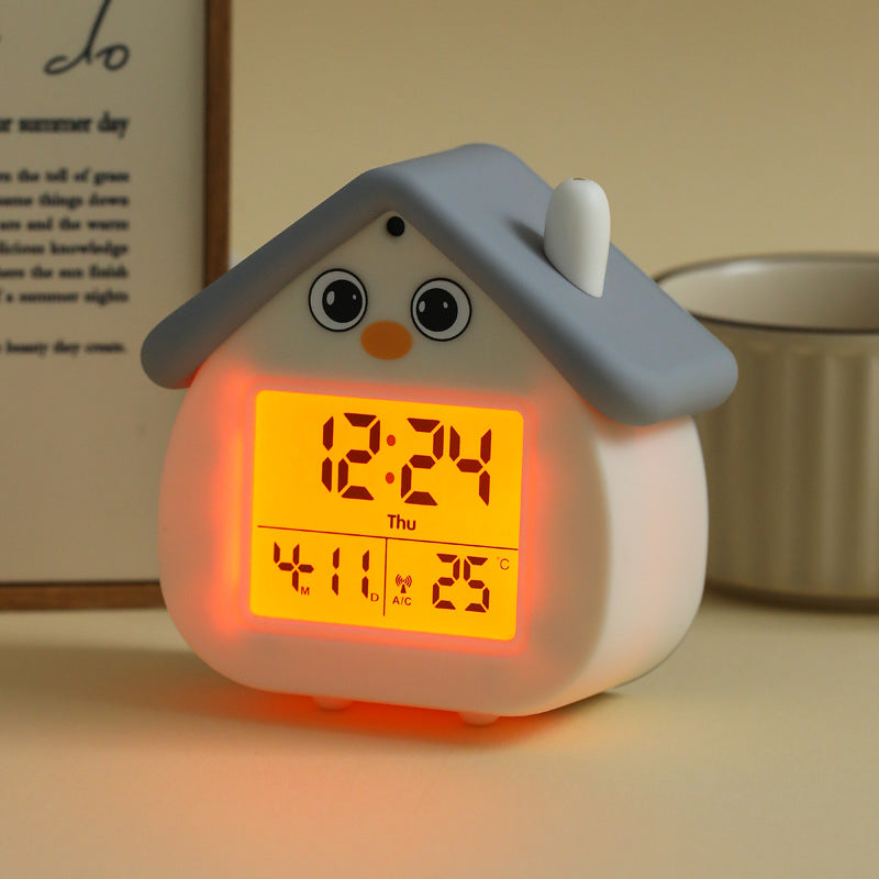 Digital Alarm Clock in Cute House Design Bowlift