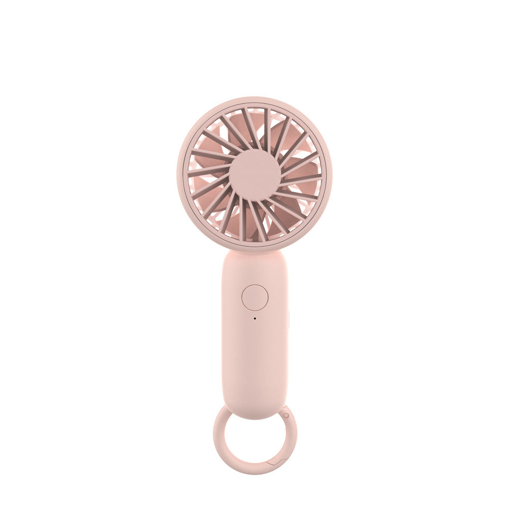 Cooling compact rechargeable handheld fan with carabiner loop and whisper-silent motor Bowlift