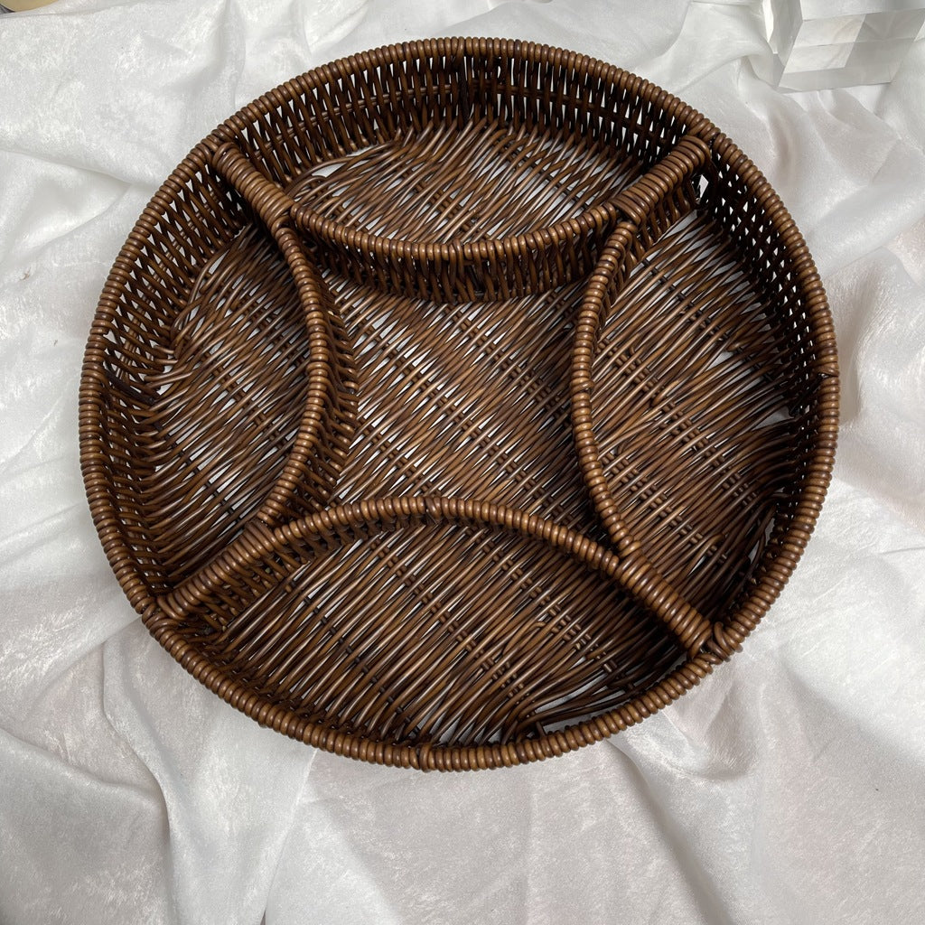 Ladies beef braided serving basket with three compartments Bowlift