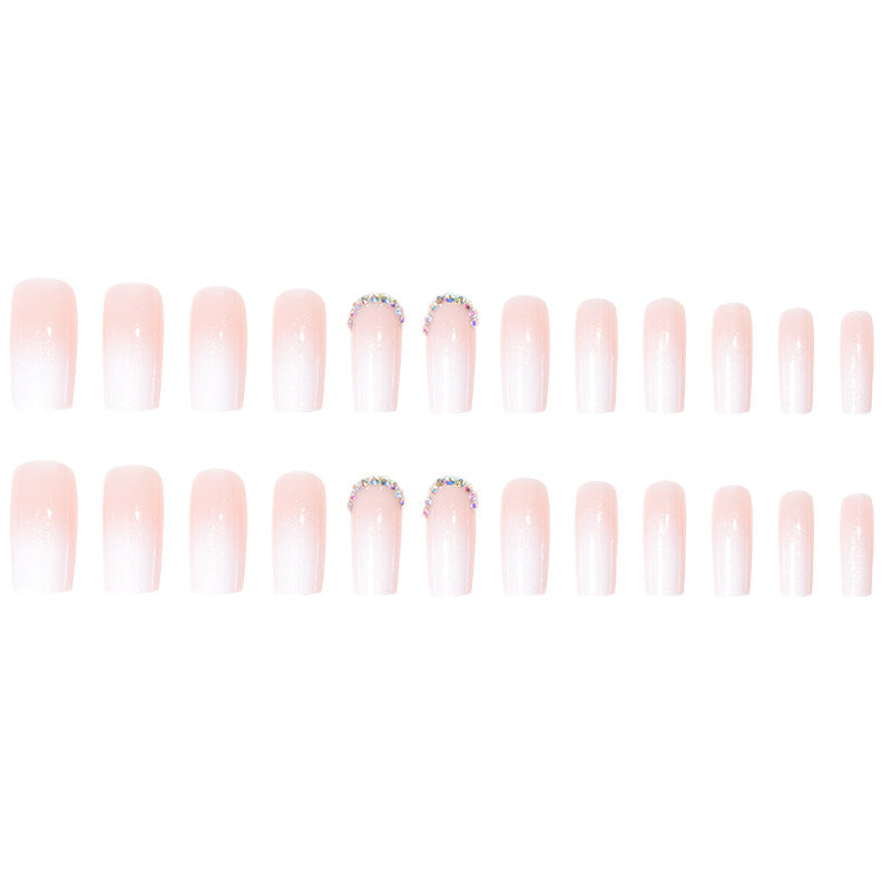 Elegant Glossy French Tip Press-On Nails Bowlift