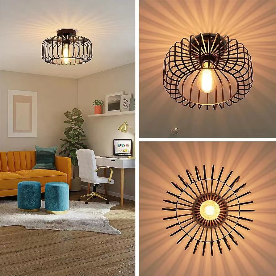 BowLift | Modern Industrial Birdcage Ceiling Lamp Black