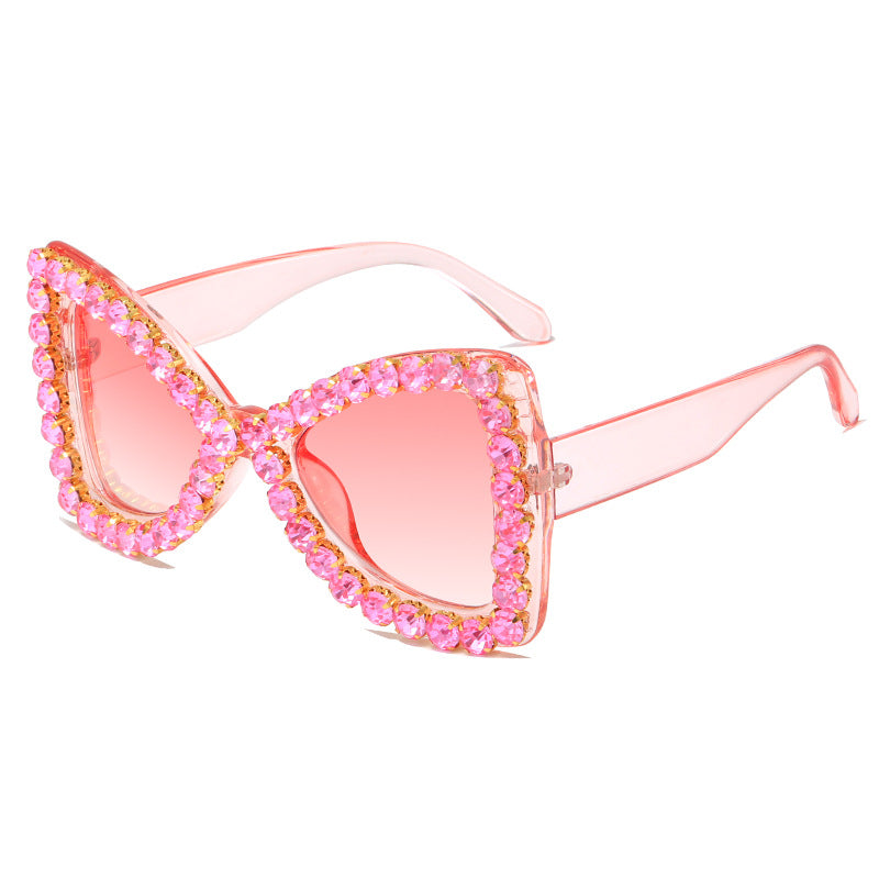 Ladies Glamorous Sunglasses with Crystal Decoration Bowlift