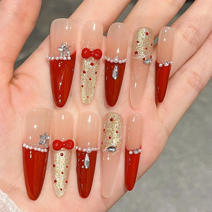 Festive Themed Press-On Nail Extensions Bowlift