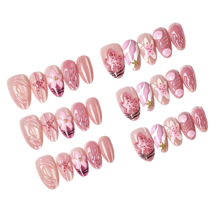 Artistic Floral Design Press-On Nail Set Bowlift 1787225204