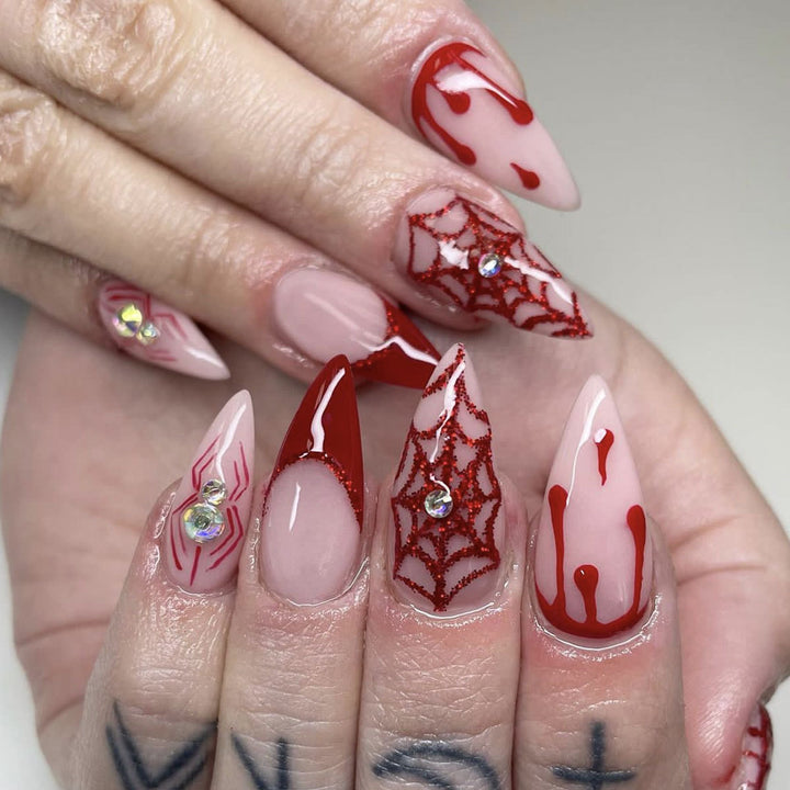Gothic Horror-Themed Stiletto Nail Art Extensions Bowlift