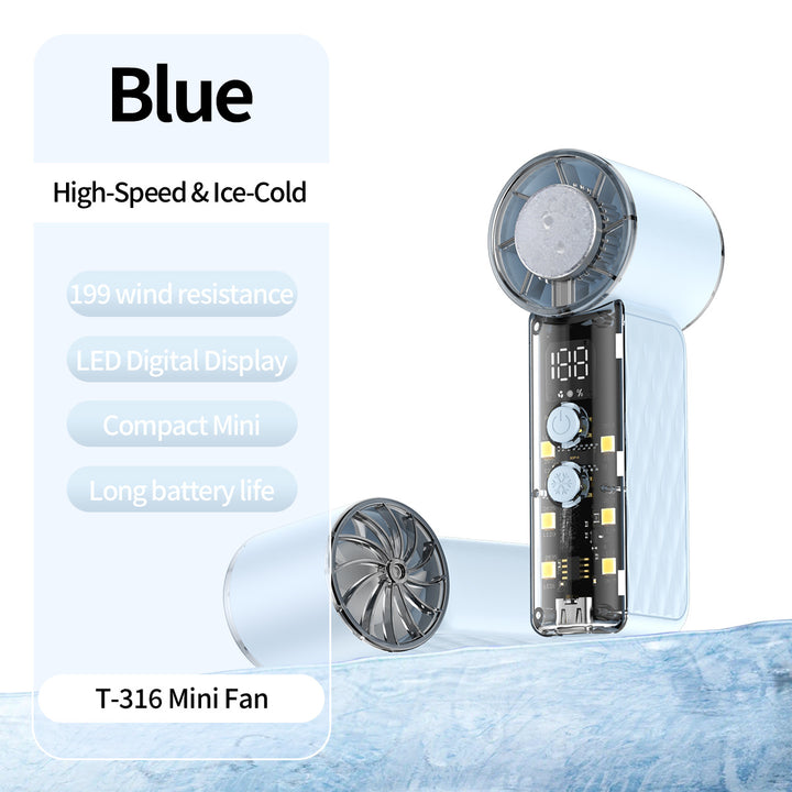 Women's nan compact rechargeable handheld cooling fan with LED real time display and multi-speed Bowlift