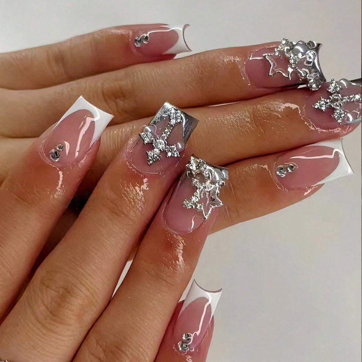 Glamorous Rhinestone Decorative Stiletto Nail Extensions Bowlift