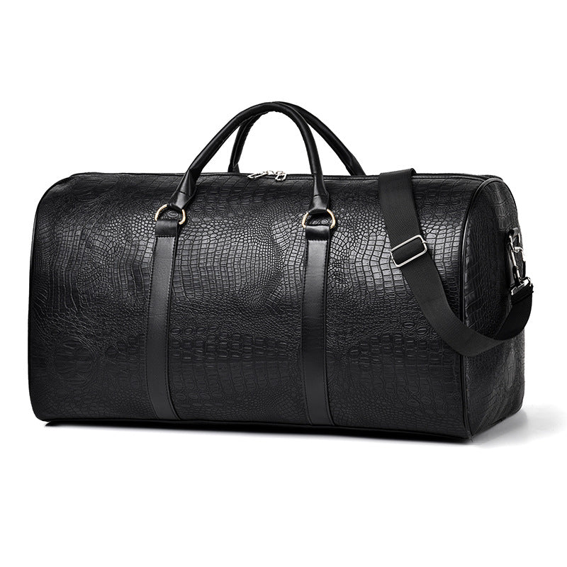 Luxurious Travel Bag Made of High-Quality Faux Leather with Elegant Crocodile Pattern Bowlift
