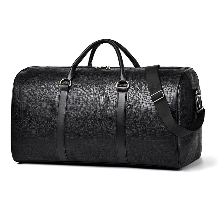 Luxurious Travel Bag Made of High-Quality Faux Leather with Elegant Crocodile Pattern Bowlift