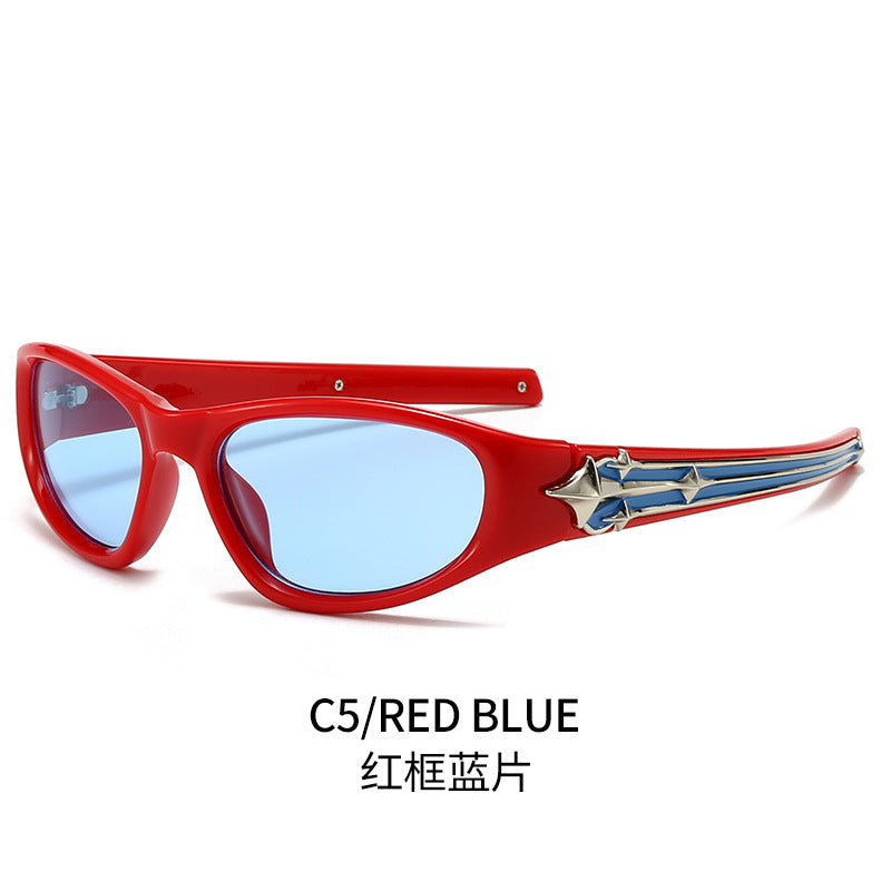 Women's sporty sunglasses in a modern design with a stylish metal frame Bowlift