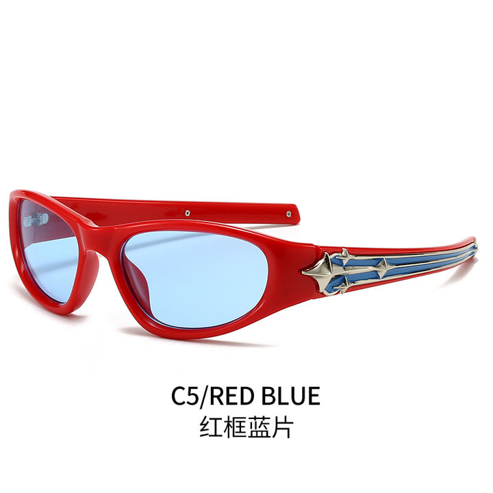 Women's sporty sunglasses in a modern design with a stylish metal frame Bowlift