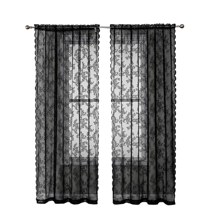 Elegant Floral Lace Window Drapes