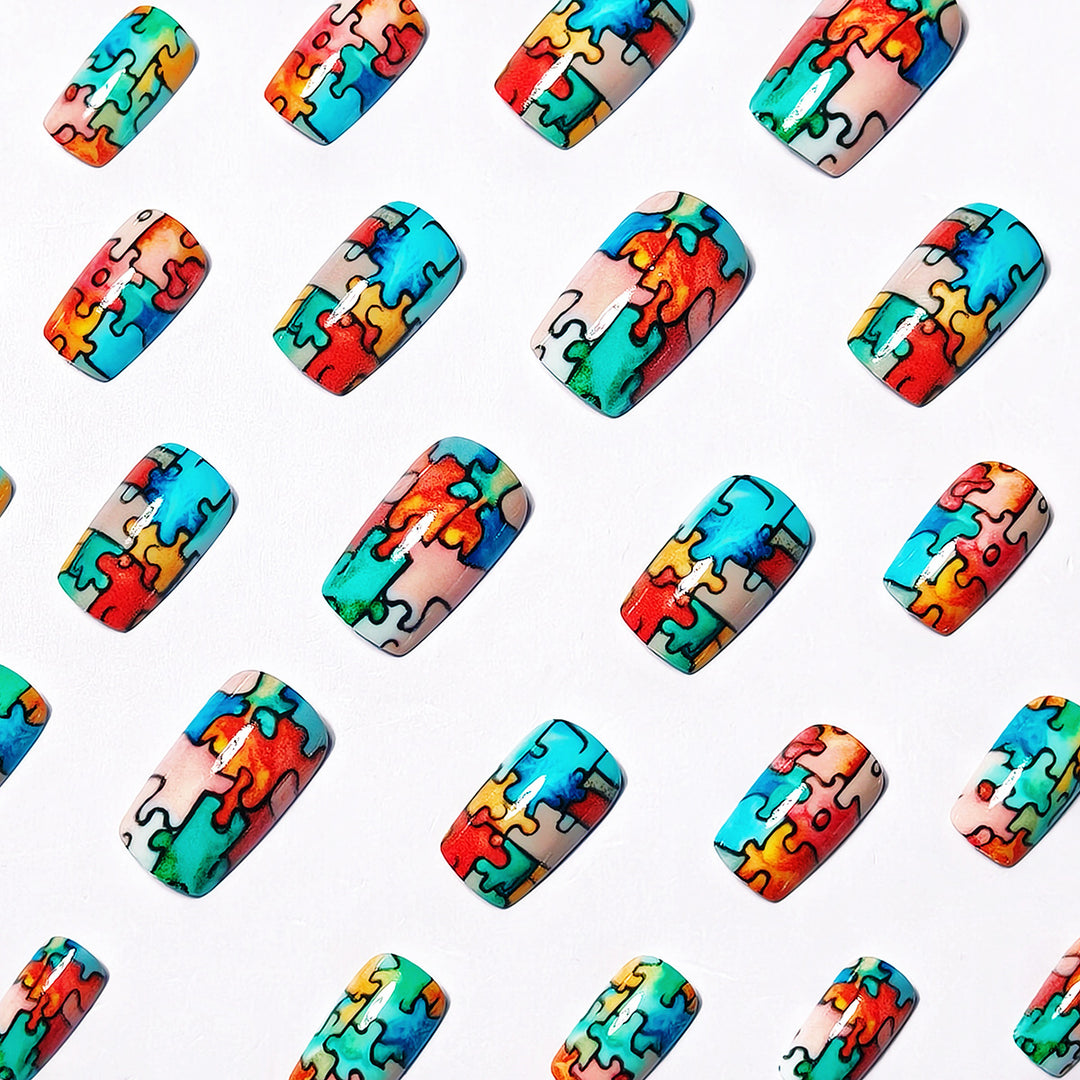 Puzzle-Themed Nail Art Bowlift