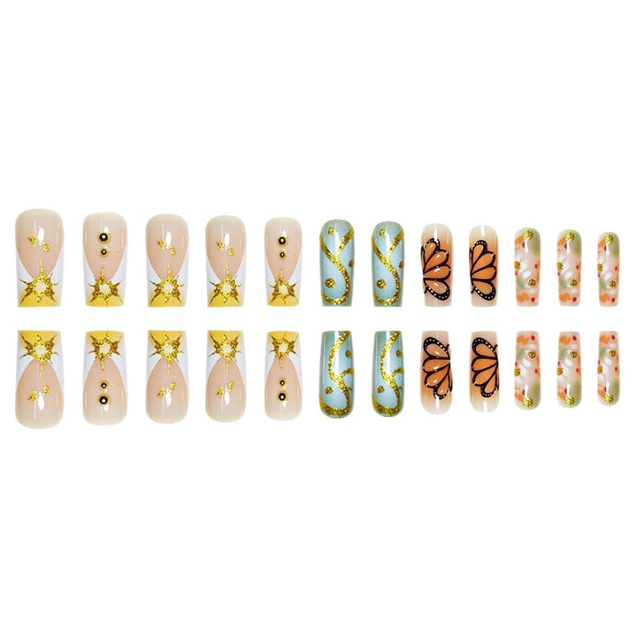 Artistic Butterfly-Themed Press-On Nail Set Bowlift