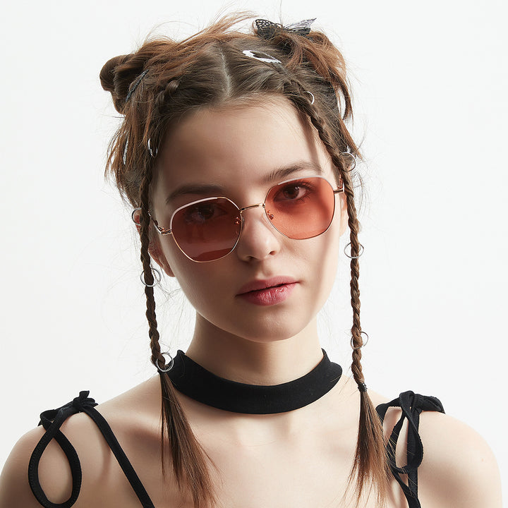 Women’s fashionable sunglasses with slim metal frame and blue lenses Bowlift