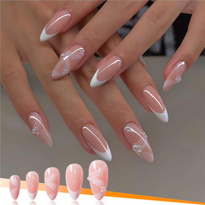 Elegant French Tip Press-On Nails Bowlift