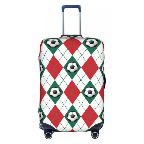 Unisex nan elastic luggage cover with football argyle pattern, tear-resistant stretch cover for trolley with handle and wheel openings Bowlift