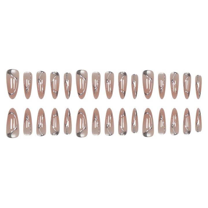 Elegant Metallic Accent Press-On Nails Bowlift