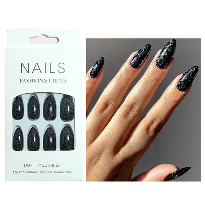 Glamorous Stiletto Press-On Nails with Glitter Finish Bowlift