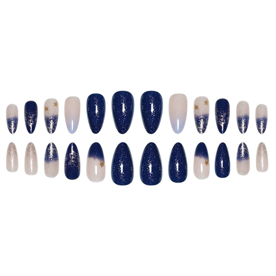 Stiletto Press-On Nail Art Extensions with Starry Designs Bowlift