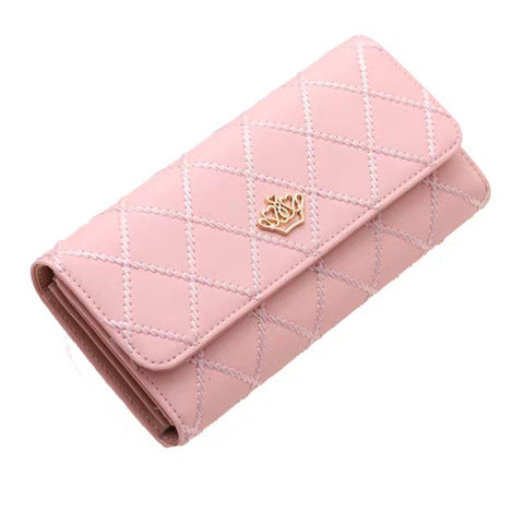 Quilted Long Wallet Clutch with Card Organizer and Coin Compartment Bowlift