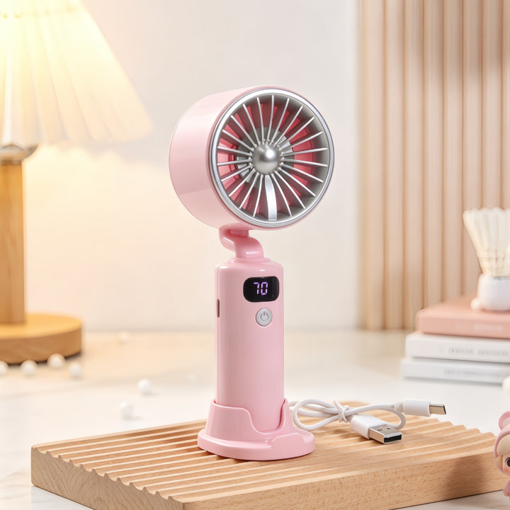 Women's Portable Table Fan with Digital Speed Display Bowlift