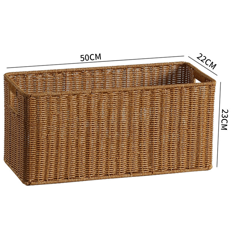 Handwoven Rectangular Storage Bin with Cutout Handles Bowlift